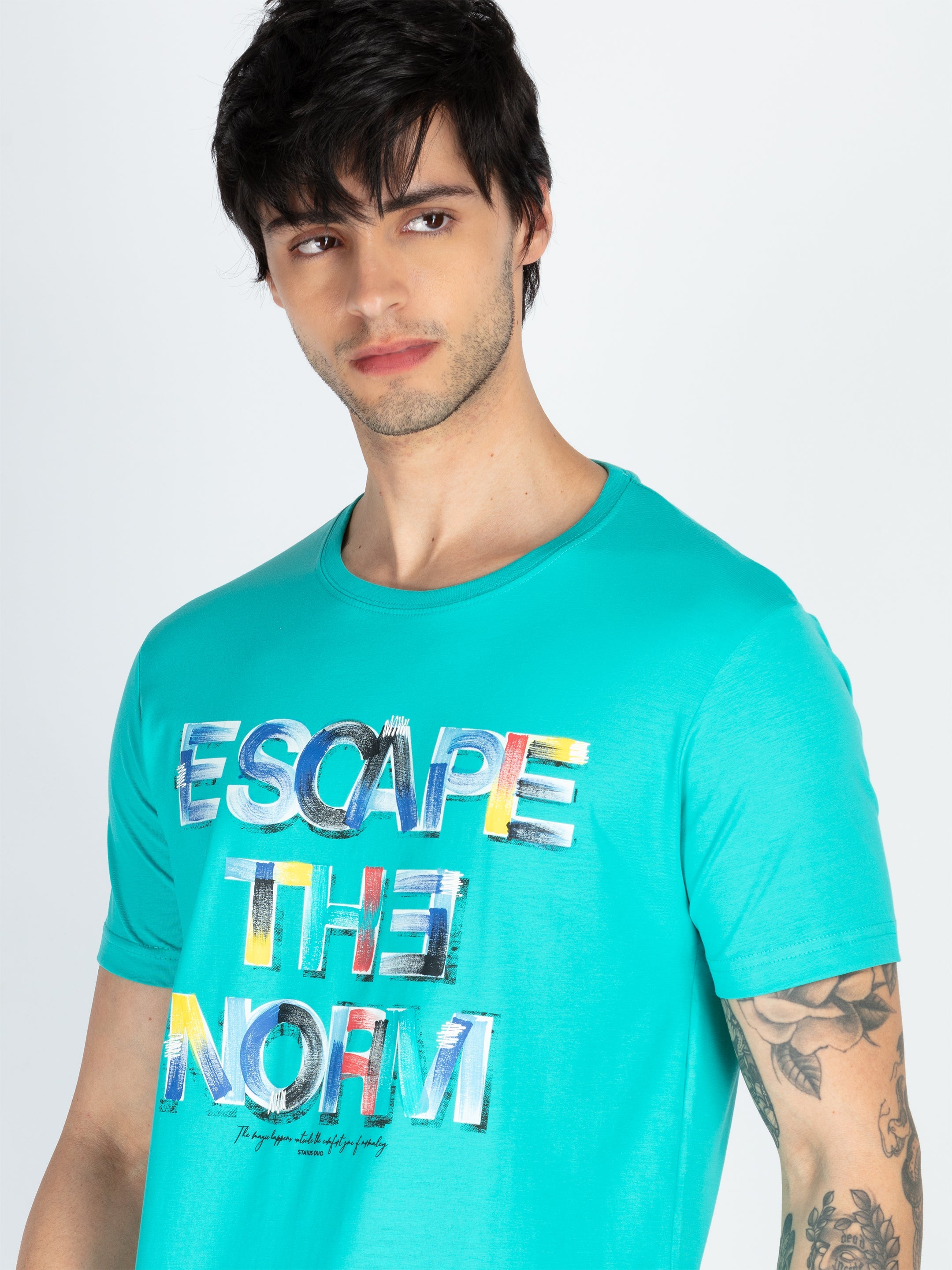 Mens Printed Round Neck T-Shirt