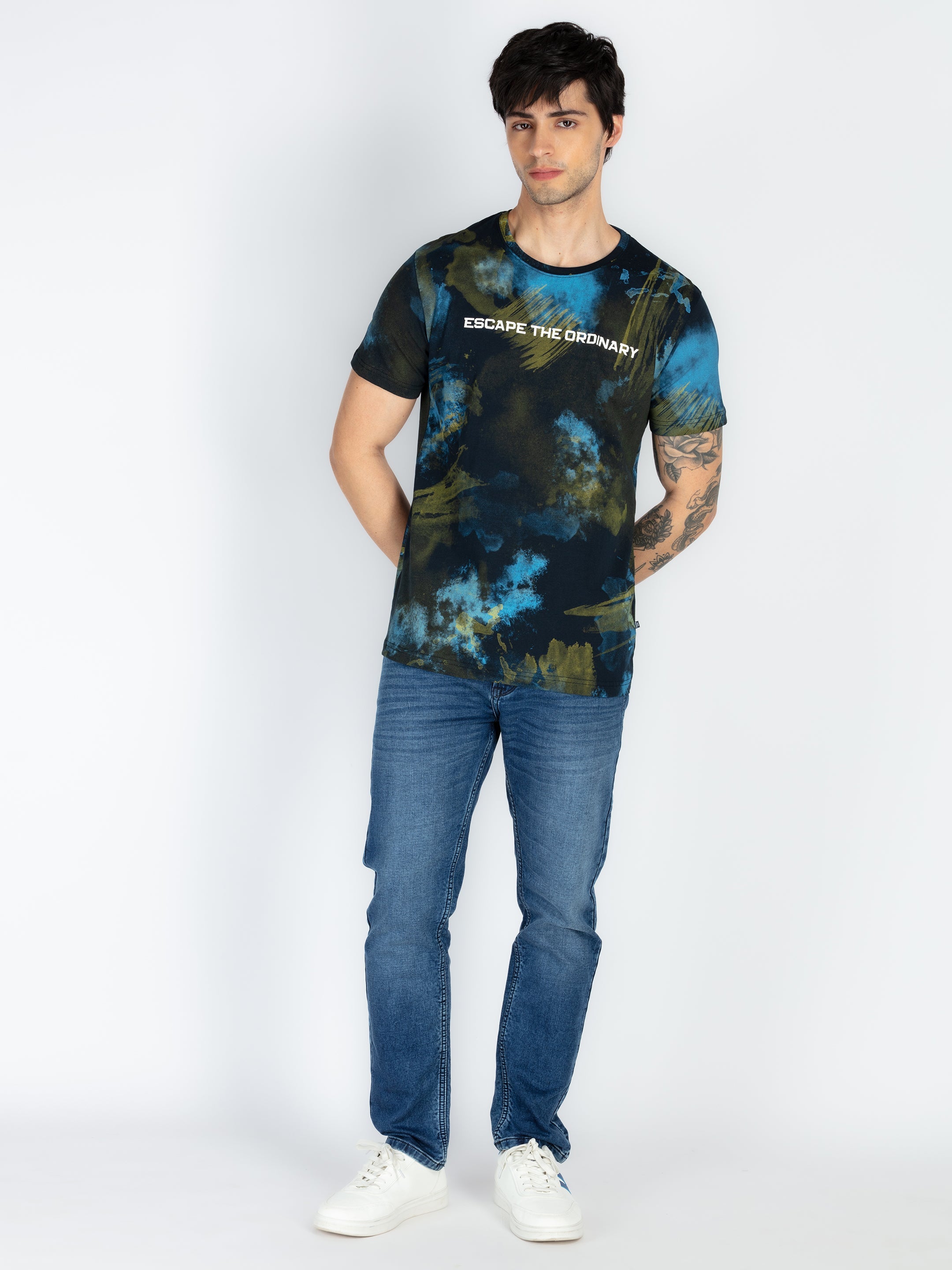 Men's All Over Printed Round Neck T-Shirt