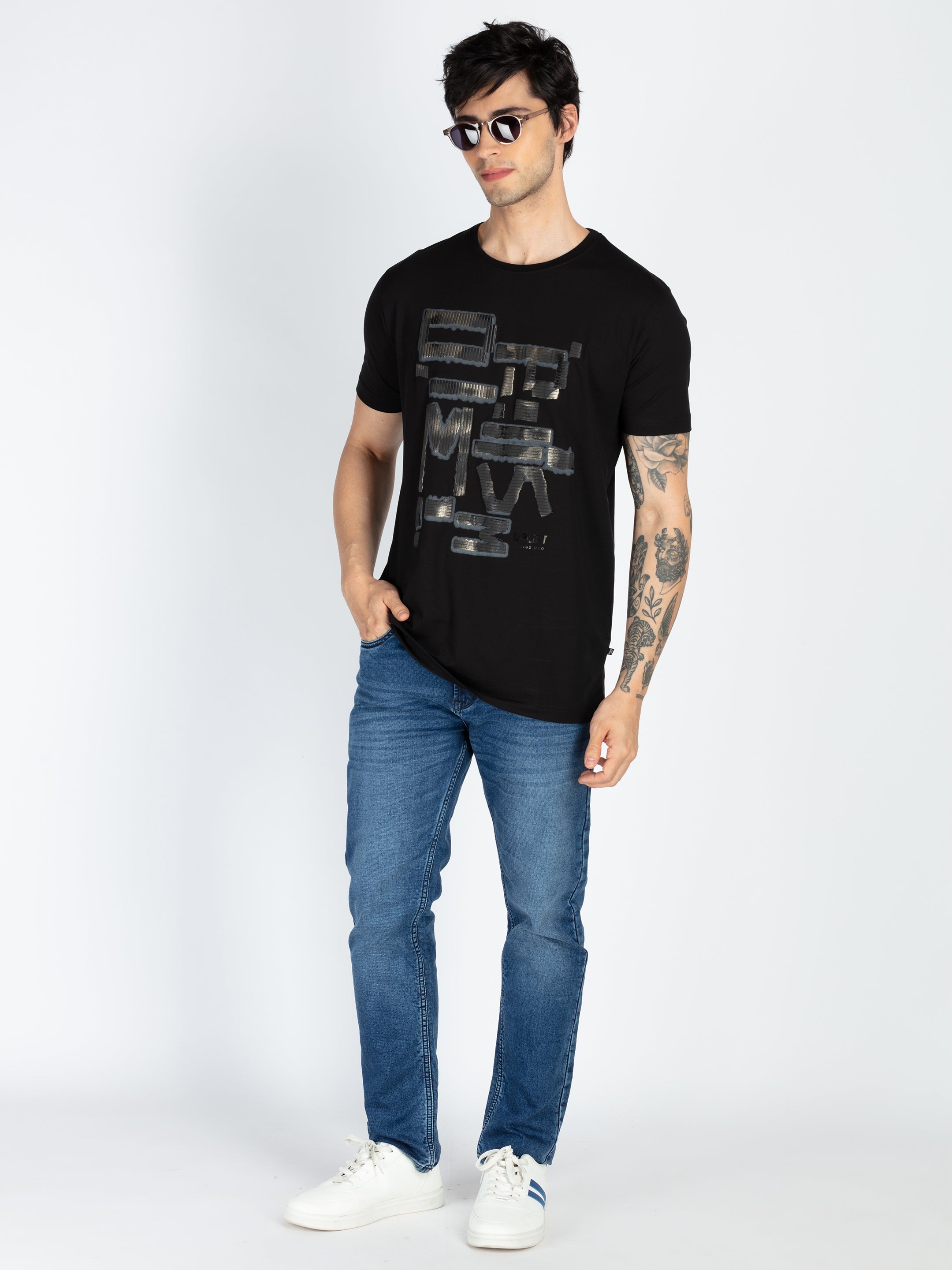 Mens Printed Round Neck T-Shirt