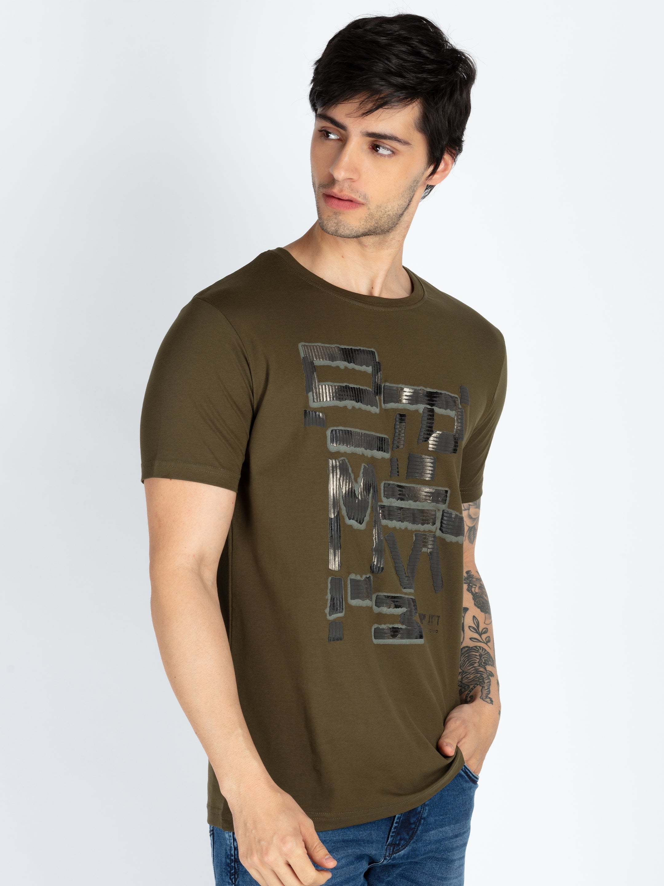 Mens Printed Round Neck T-Shirt
