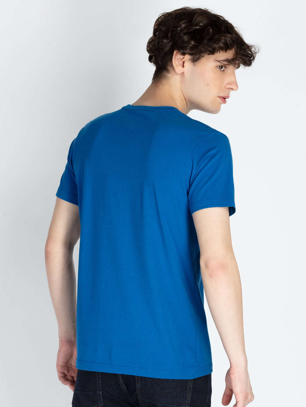 Mens Front Printed Round Neck T-Shirt
