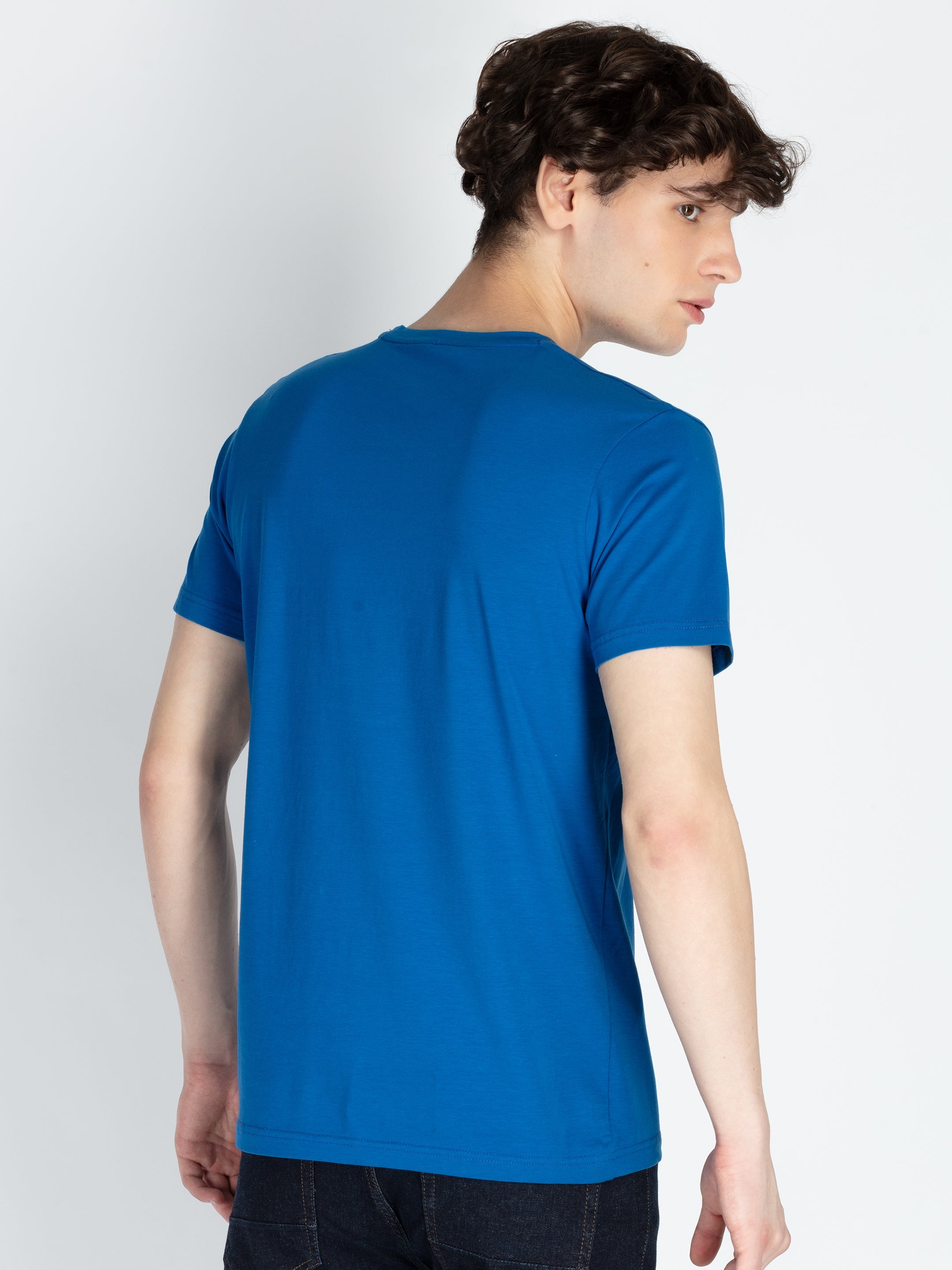 Mens Front Printed Round Neck T-Shirt