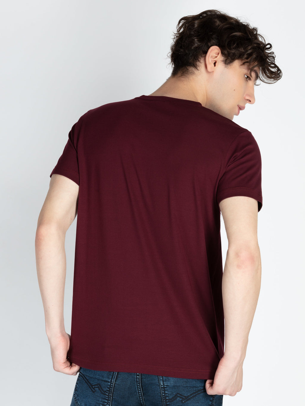 Mens Front Printed Round Neck T-Shirt