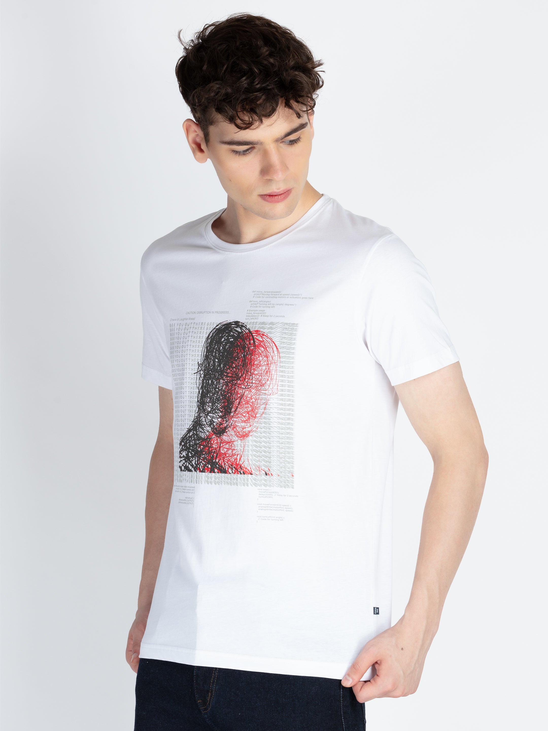 Mens Printed Round Neck T-Shirt