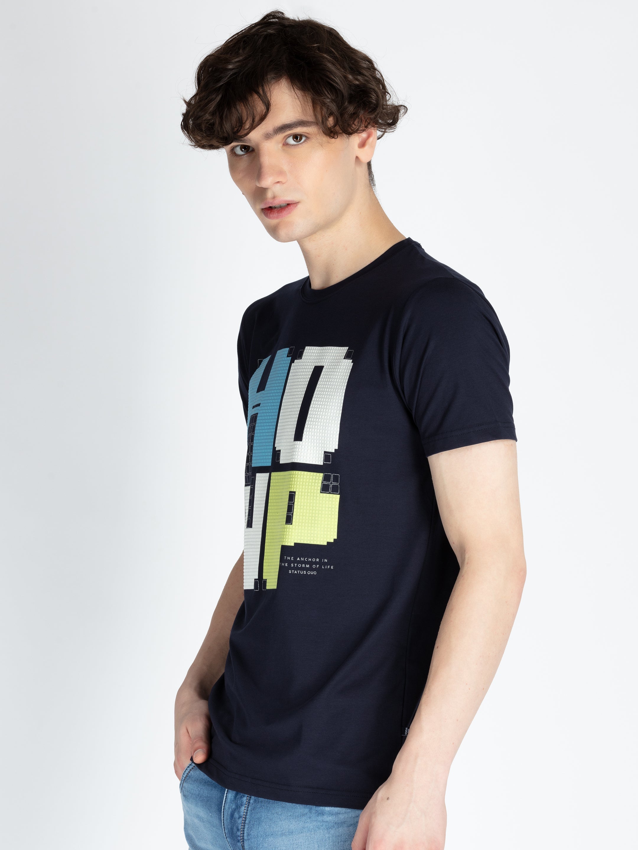 Mens Front Printed Round Neck T-Shirt Secondary image