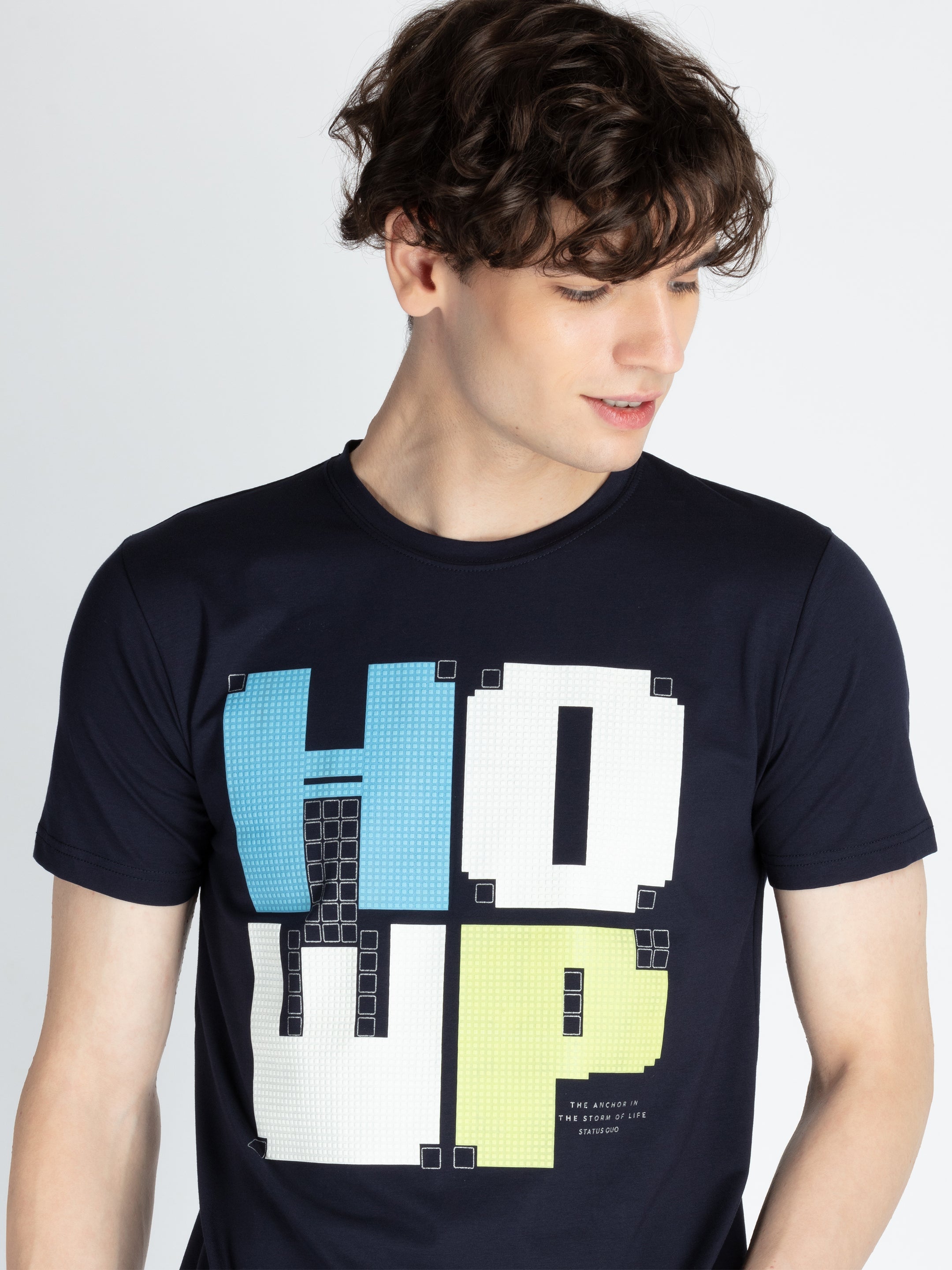 Mens Front Printed Round Neck T-Shirt