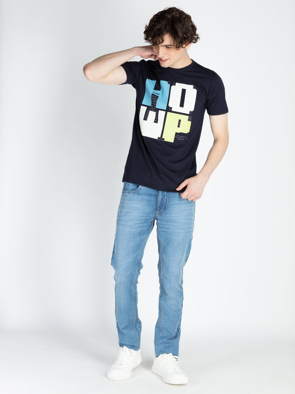 Mens Front Printed Round Neck T-Shirt