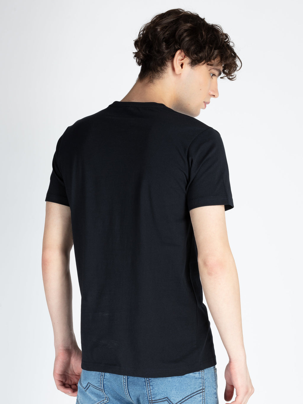 Mens Front Printed Round Neck T-Shirt