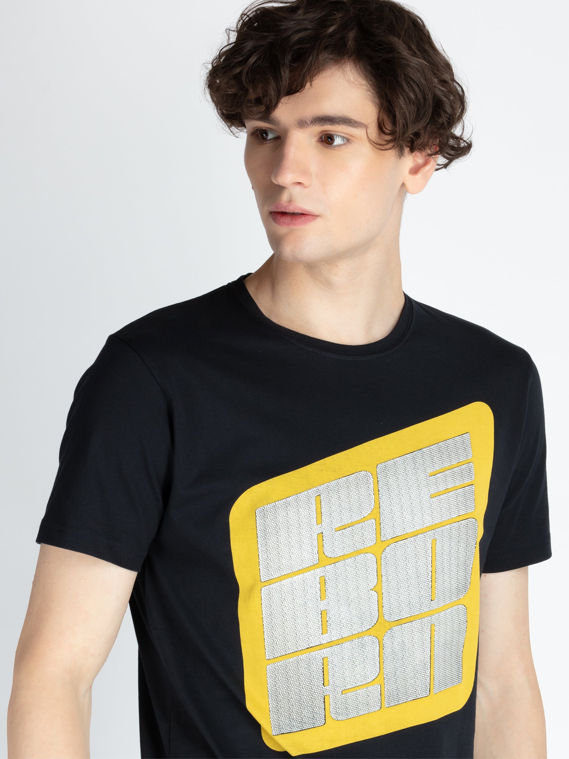 Mens Front Printed Round Neck T-Shirt
