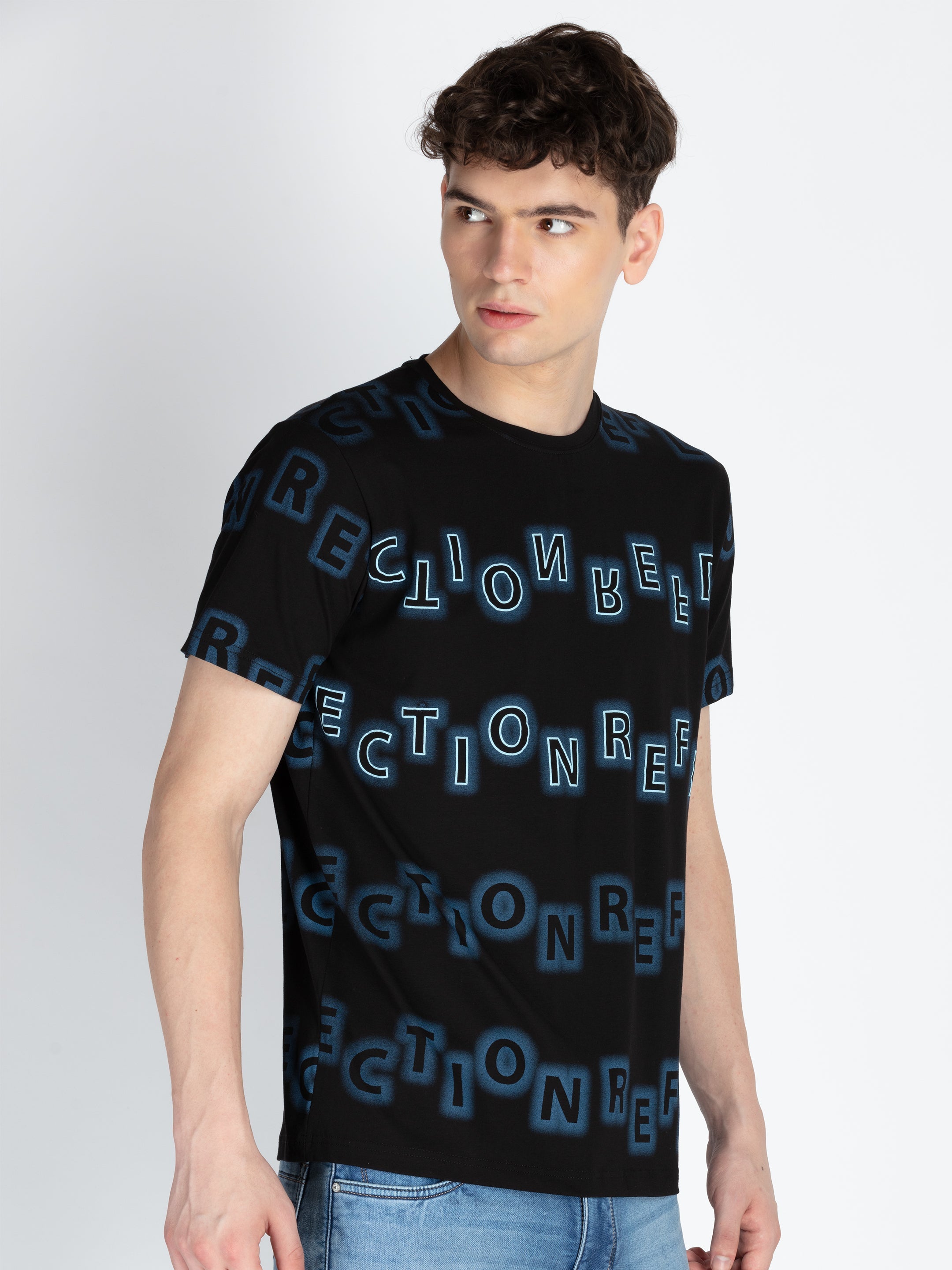 Mens All Over Printed Round Neck T-Shirt