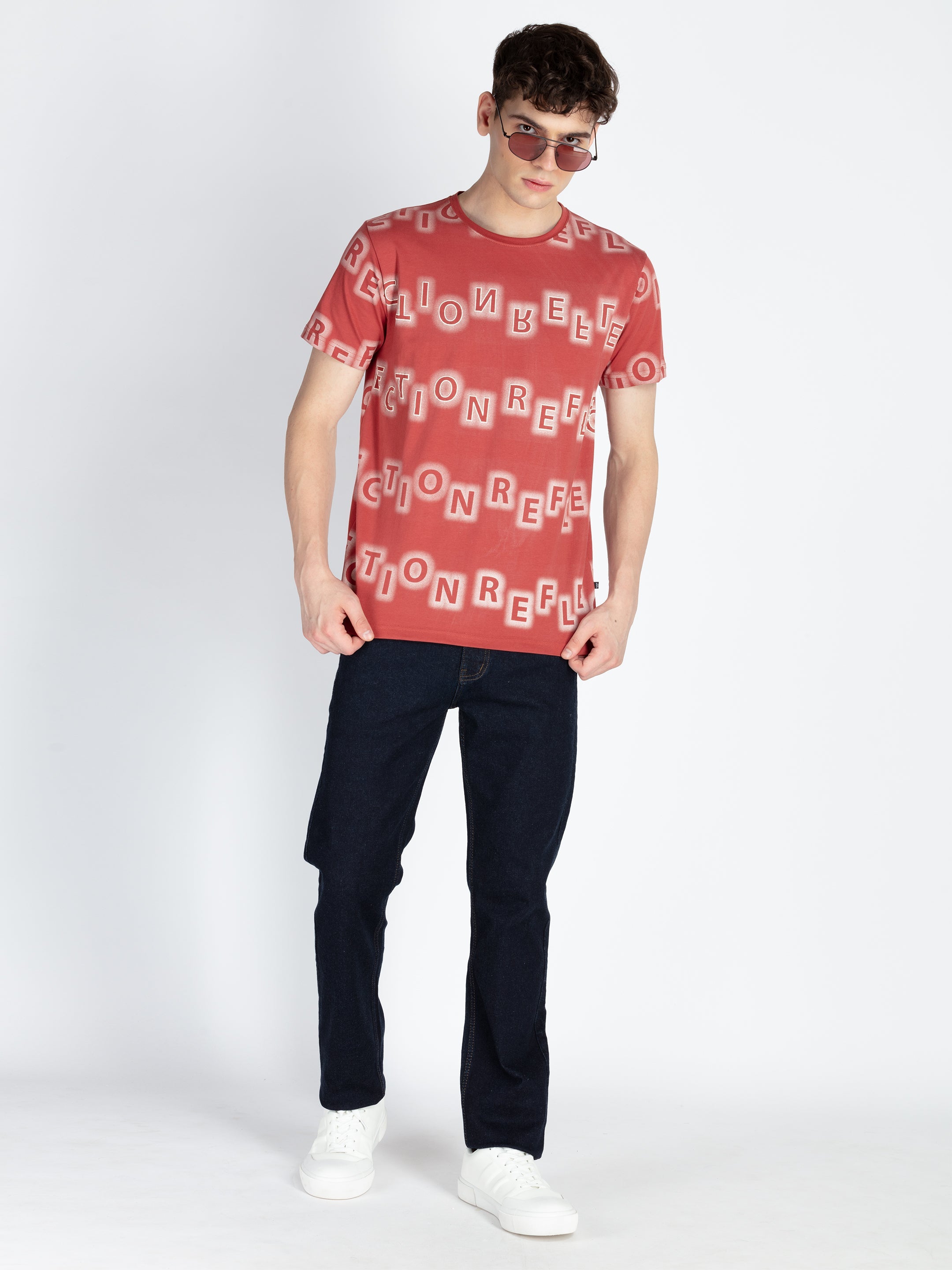 Mens All Over Printed Round Neck T-Shirt