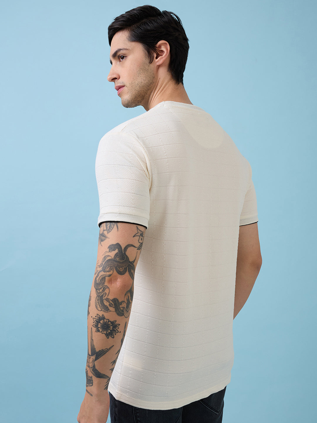 Mens Solid Round Neck Half Sleeves T-shirts