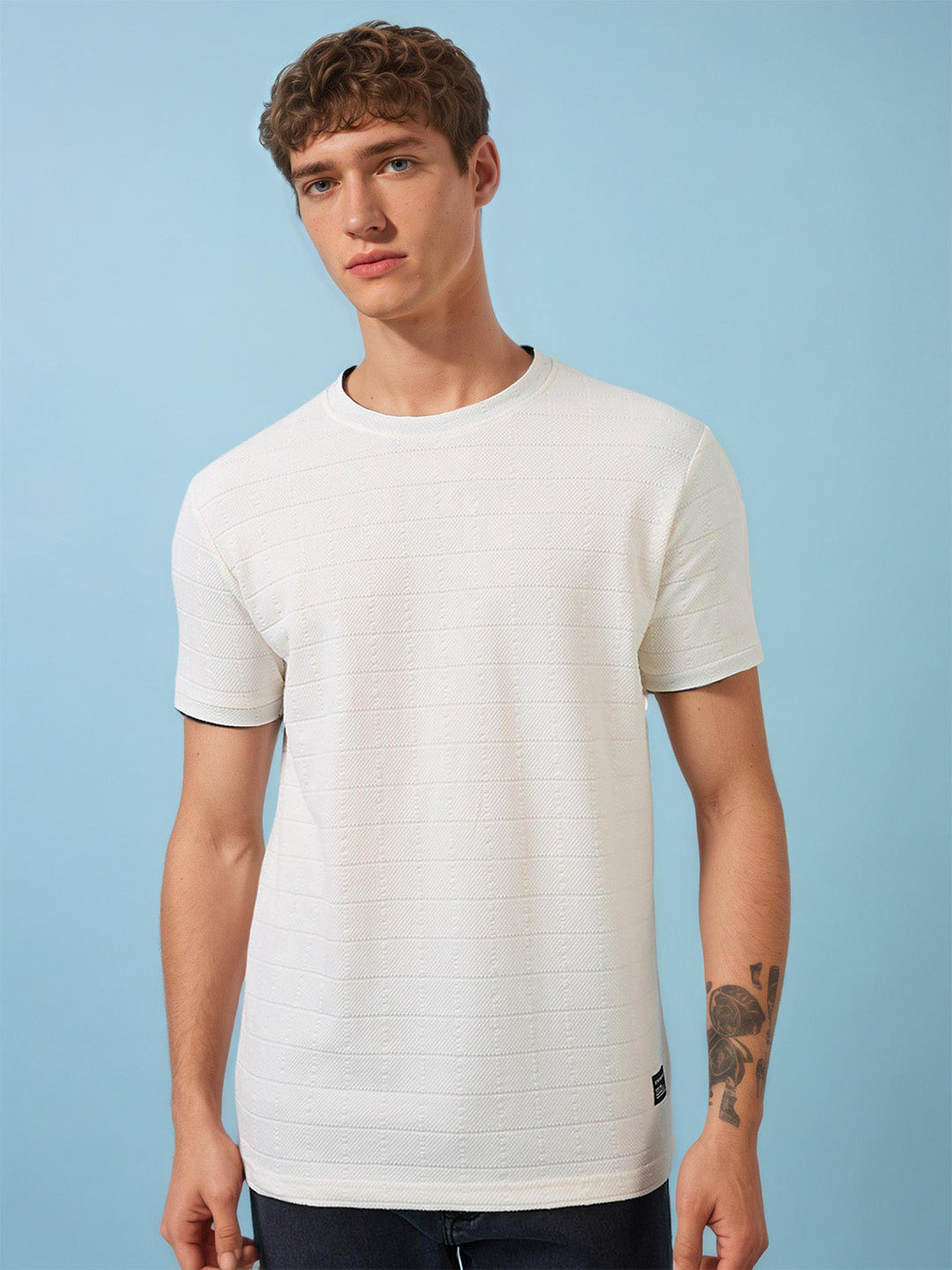 Mens Solid Round Neck Half Sleeves T-shirts