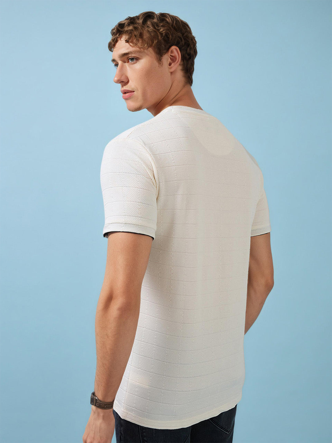 Mens Solid Round Neck Half Sleeves T-shirts