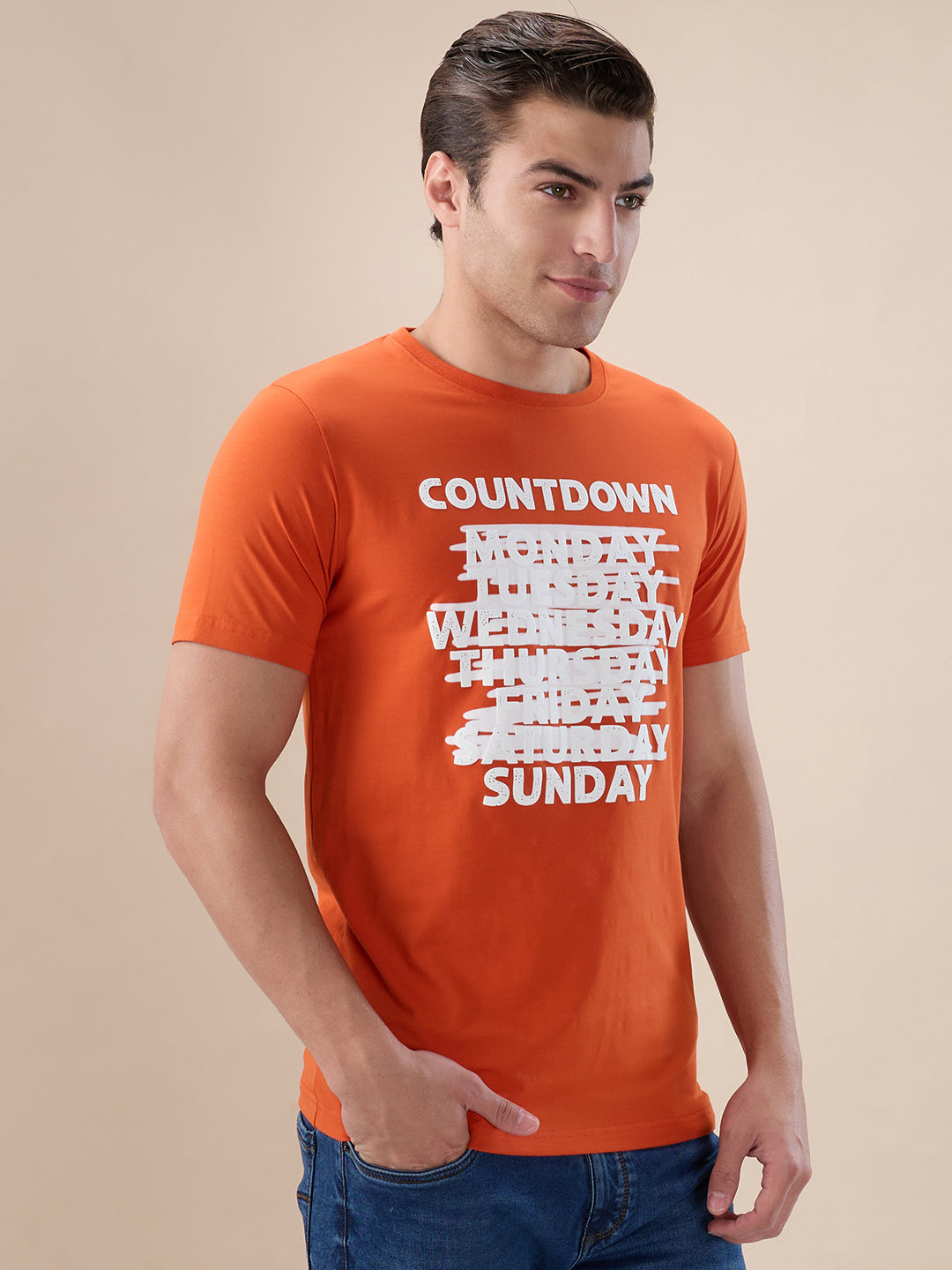 B. Orange Abstract T-Shirt
