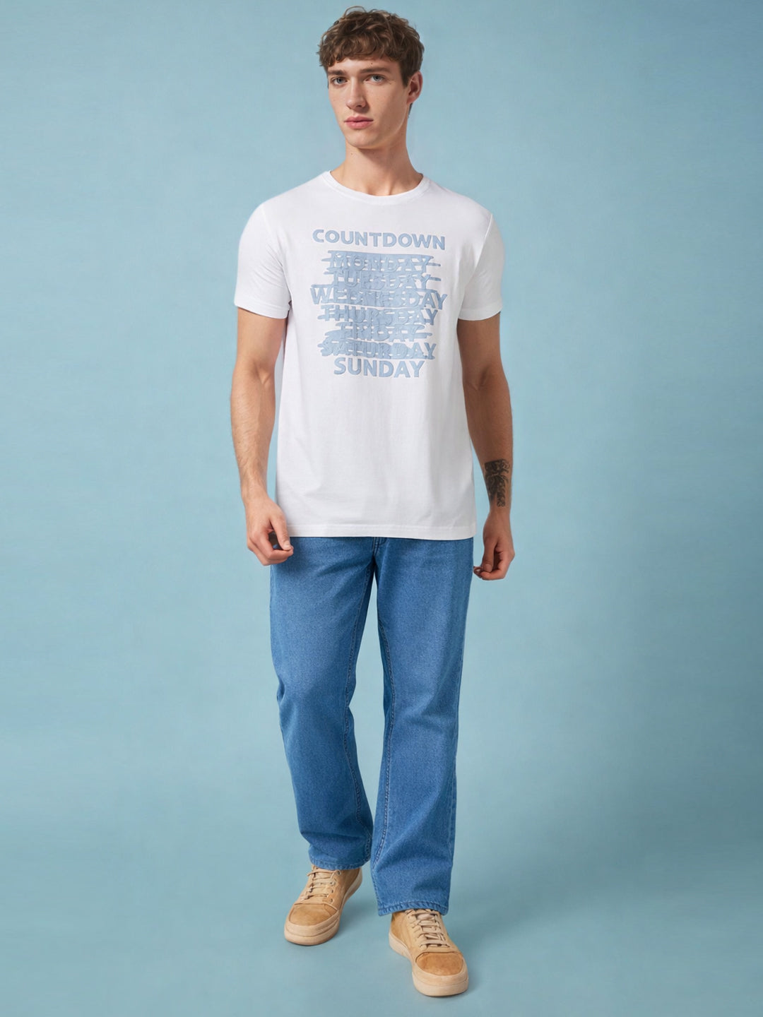 Mens Chest Solid  Round Neck Tshirt
