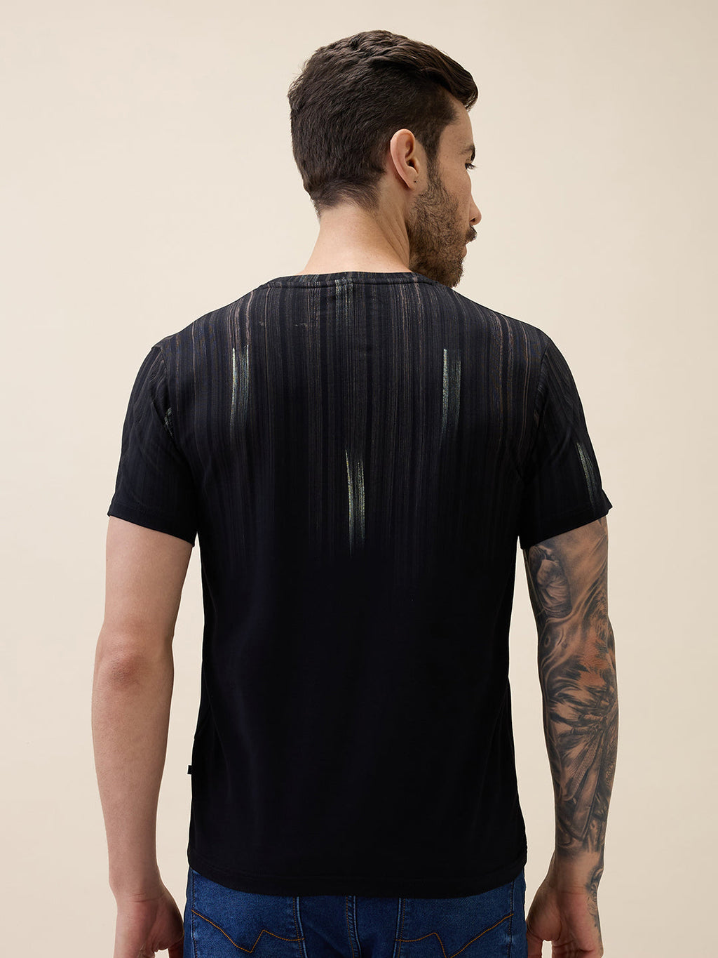 Men's Printed Round Neck Half Sleeves Regular Fit Tshirt