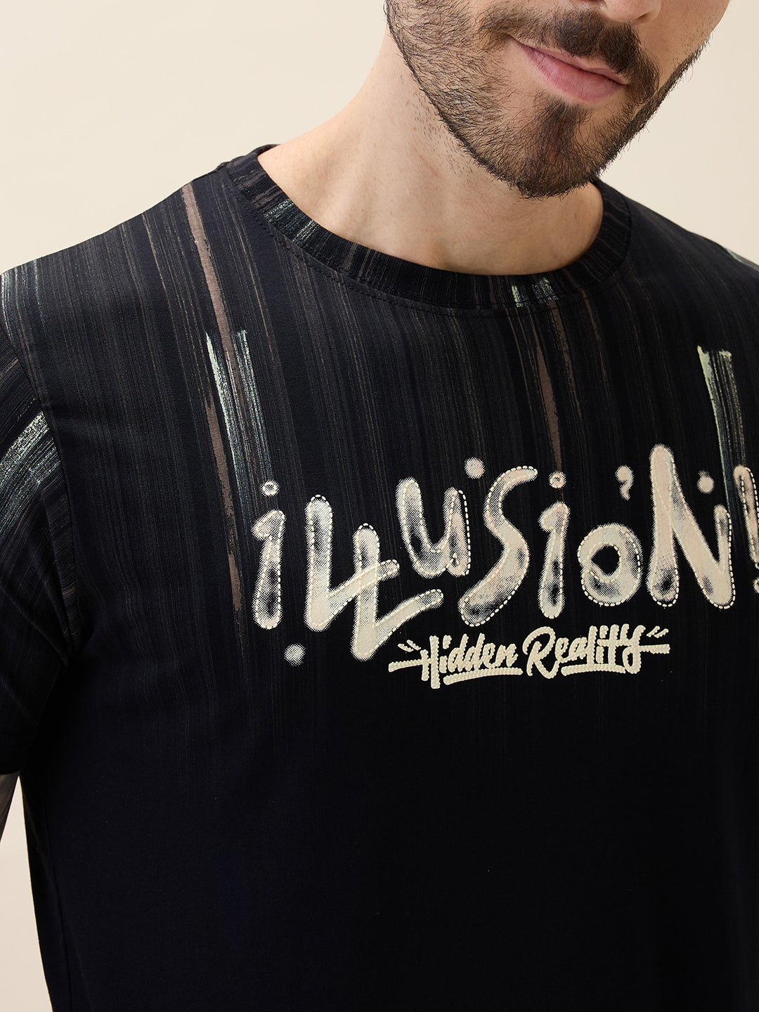 Men's Printed Round Neck Half Sleeves Regular Fit Tshirt