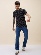 Men's Printed Round Neck Half Sleeves Regular Fit Tshirt