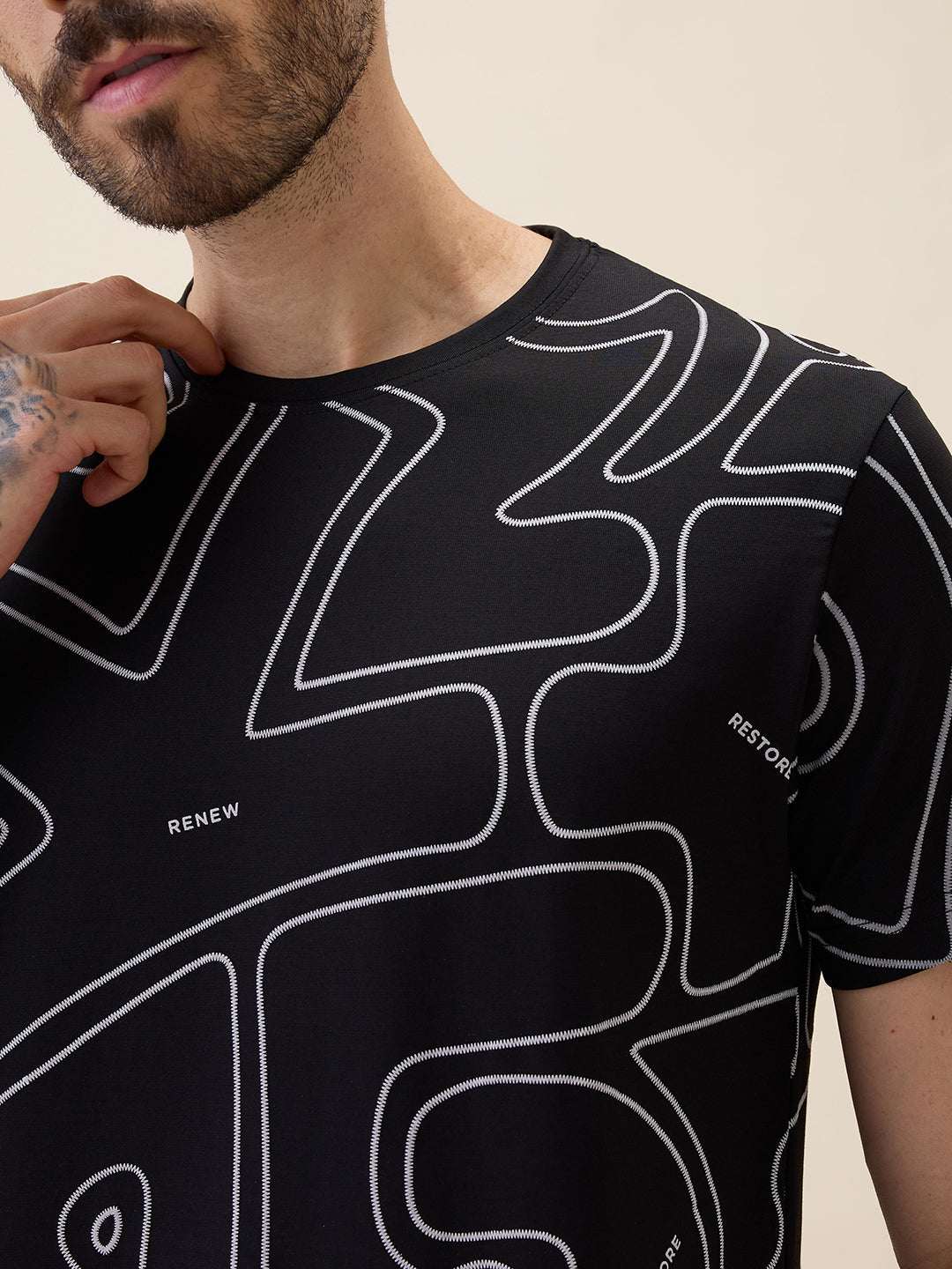 Men's Printed Round Neck Half Sleeves Regular Fit Tshirt