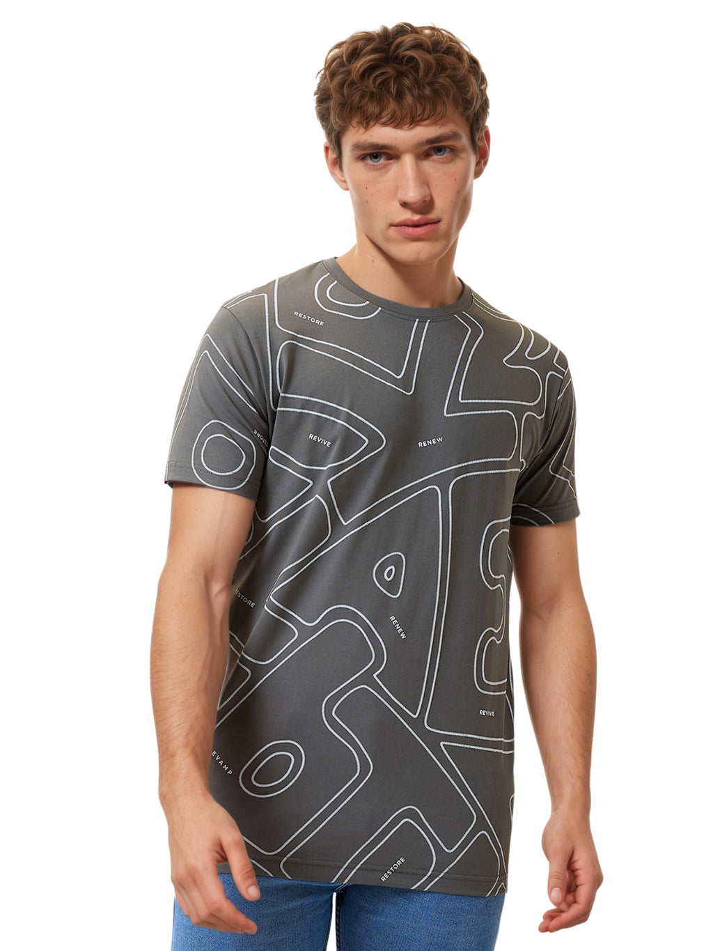 Status Quo Men's Printed Round Neck Half Sleeves Regular Fit T-shirt