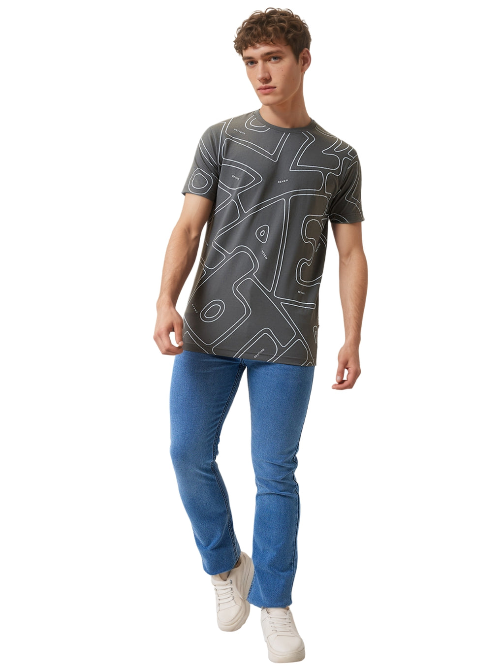 Status Quo Men's Printed Round Neck Half Sleeves Regular Fit T-shirt