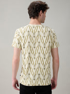Status Quo Men's Ikat Printed Cotton Round Neck T-Shirt with Minimal Typography