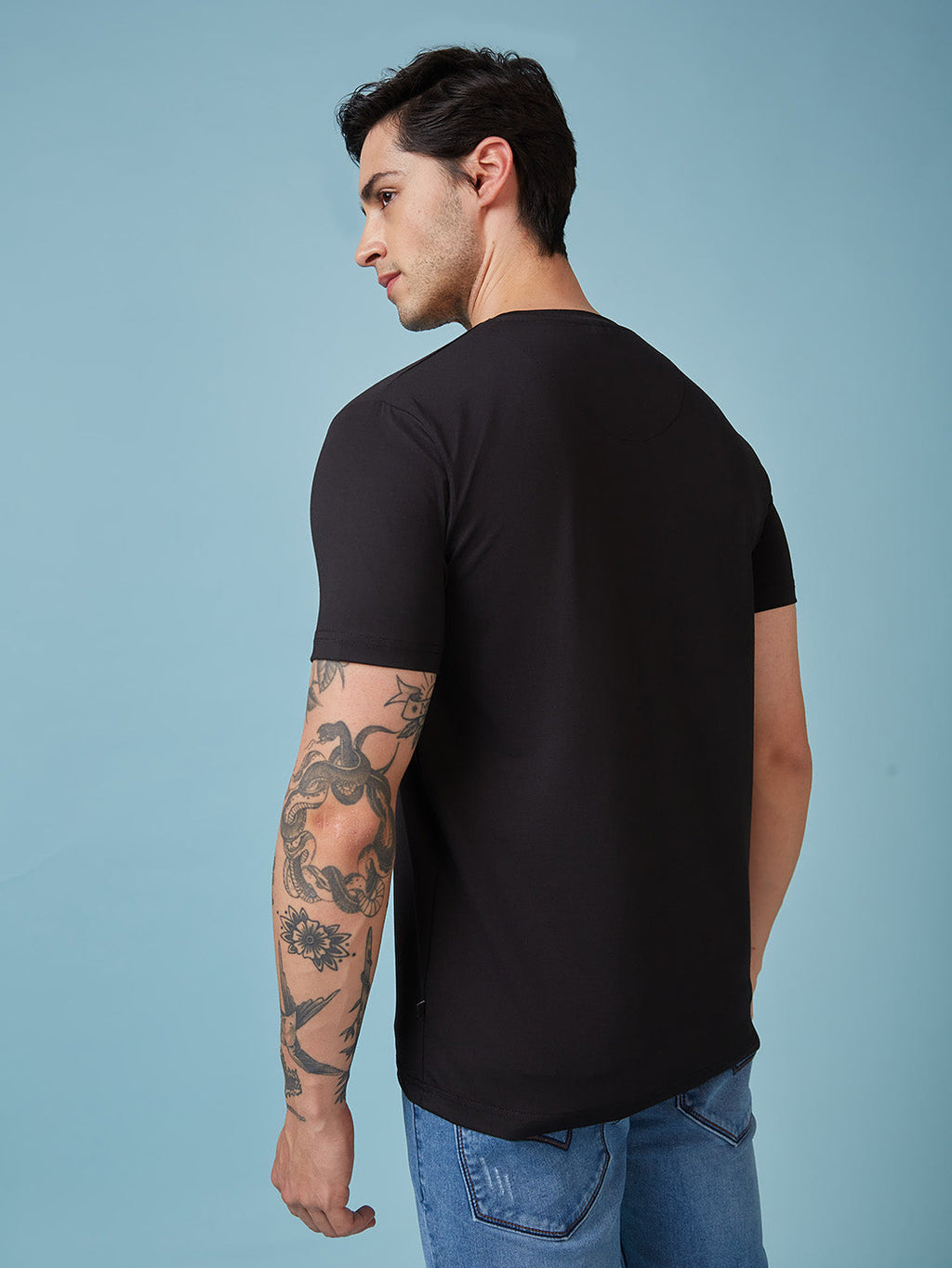 Mens Chest Printed  Round Neck Tshirt