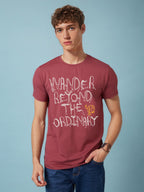 Mens Chest Printed  Round Neck Tshirt