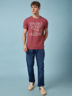 Mens Chest Printed  Round Neck Tshirt