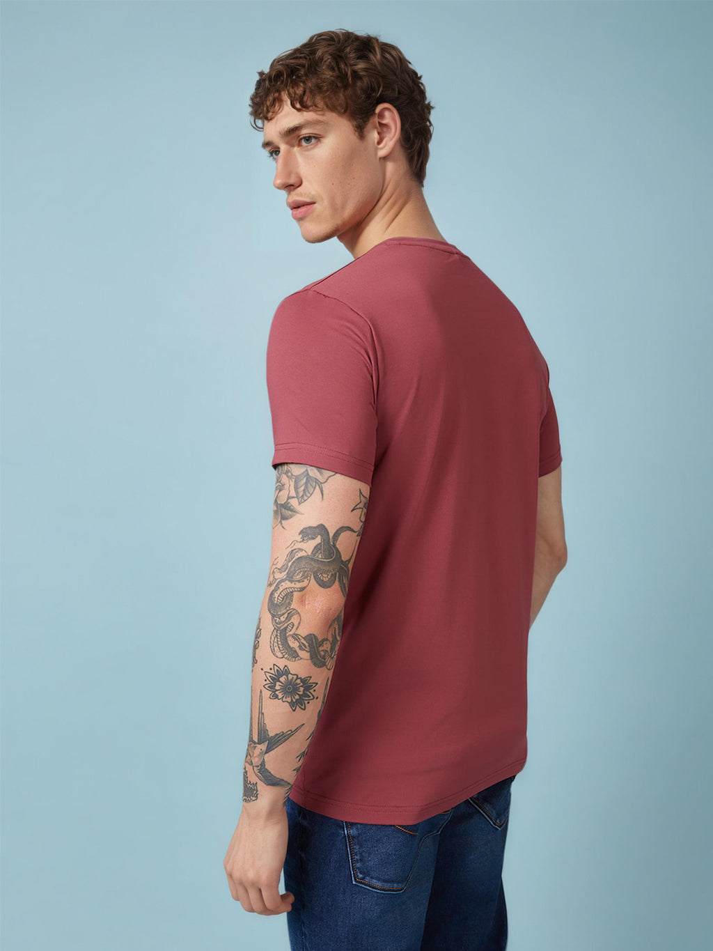 Mens Chest Printed  Round Neck Tshirt