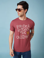 Mens Chest Printed  Round Neck Tshirt