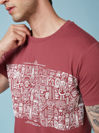 Men's Chest Printed  Round Neck Tshirt