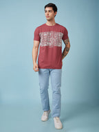 Men's Chest Printed  Round Neck Tshirt