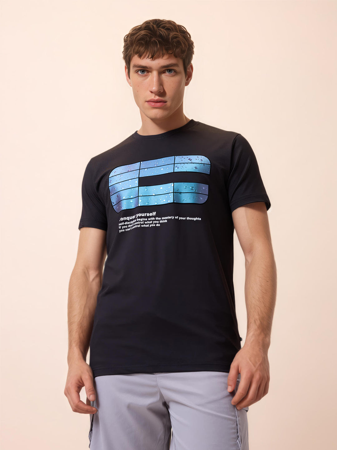 Status Quo Men's Printed Round Neck Half Sleeves Regular Fit T-shirt