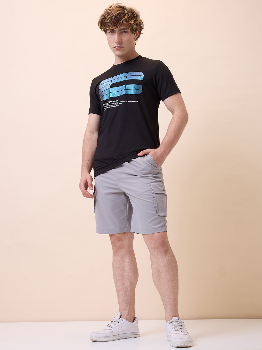 Status Quo Men's Printed Round Neck Half Sleeves Regular Fit T-shirt