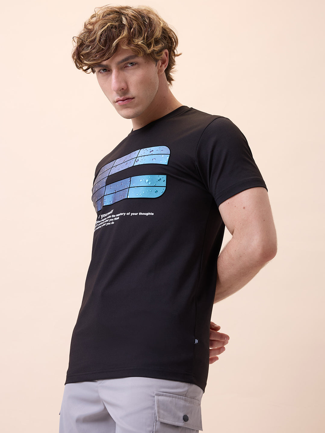 Status Quo Men's Printed Round Neck Half Sleeves Regular Fit T-shirt
