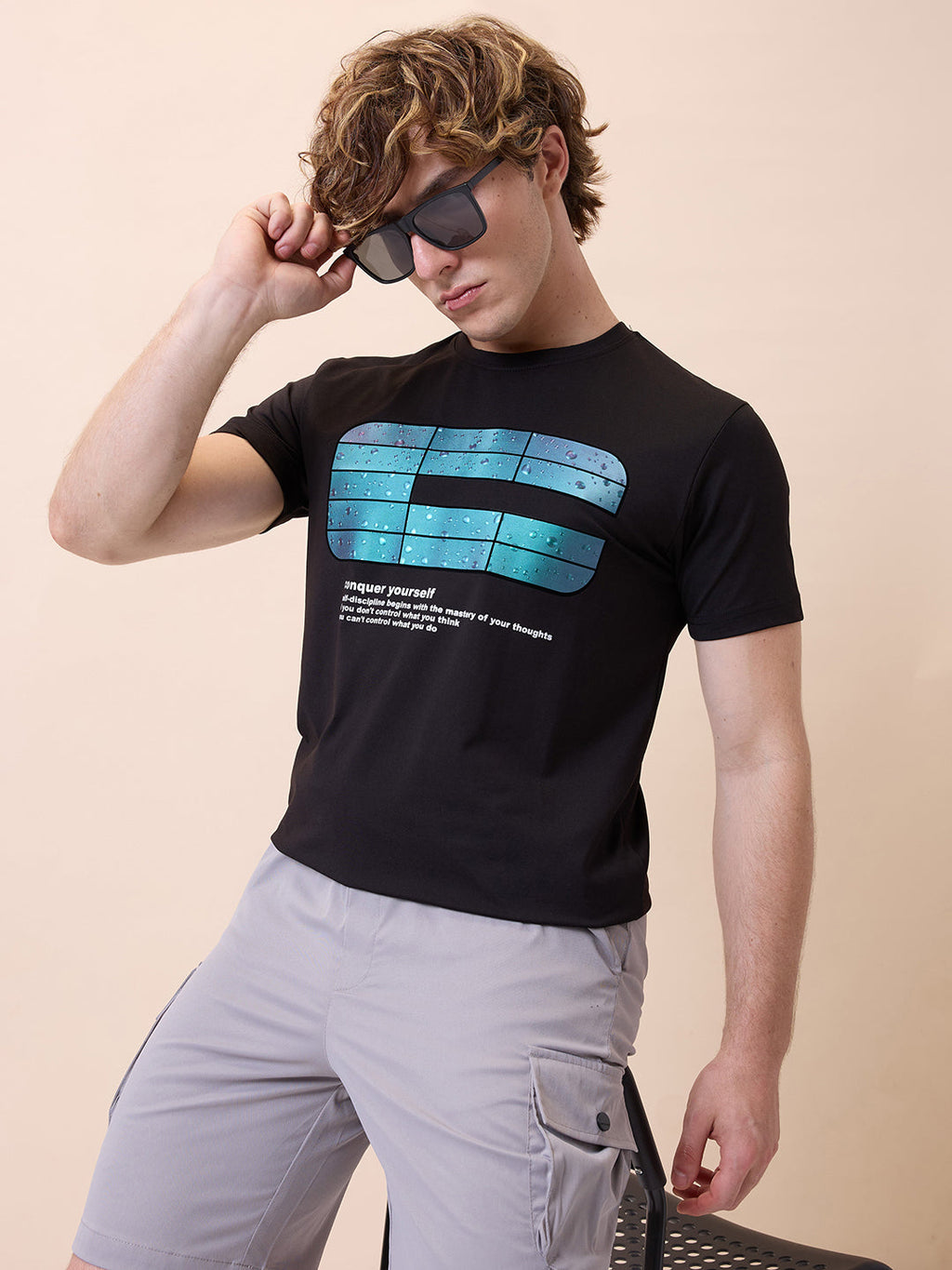 Status Quo Men's Printed Round Neck Half Sleeves Regular Fit T-shirt