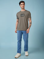 Mens Chest Printed  Round Neck Tshirt