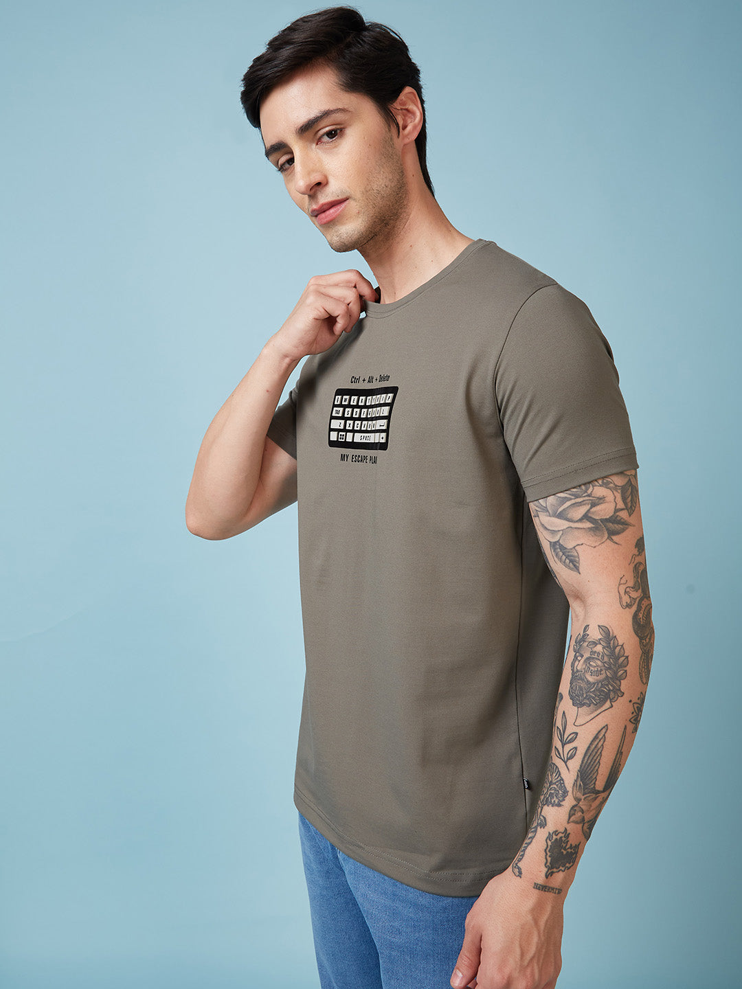 Mens Chest Printed  Round Neck Tshirt Secondary image