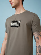 Mens Chest Printed  Round Neck Tshirt