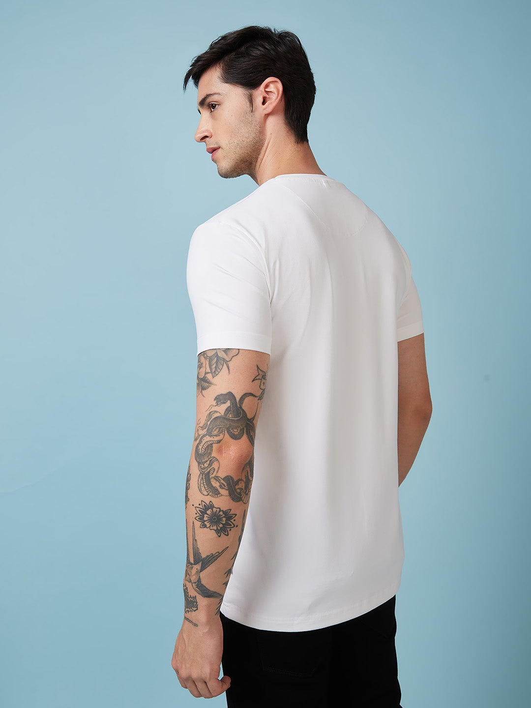 Mens Chest Printed  Round Neck Tshirt
