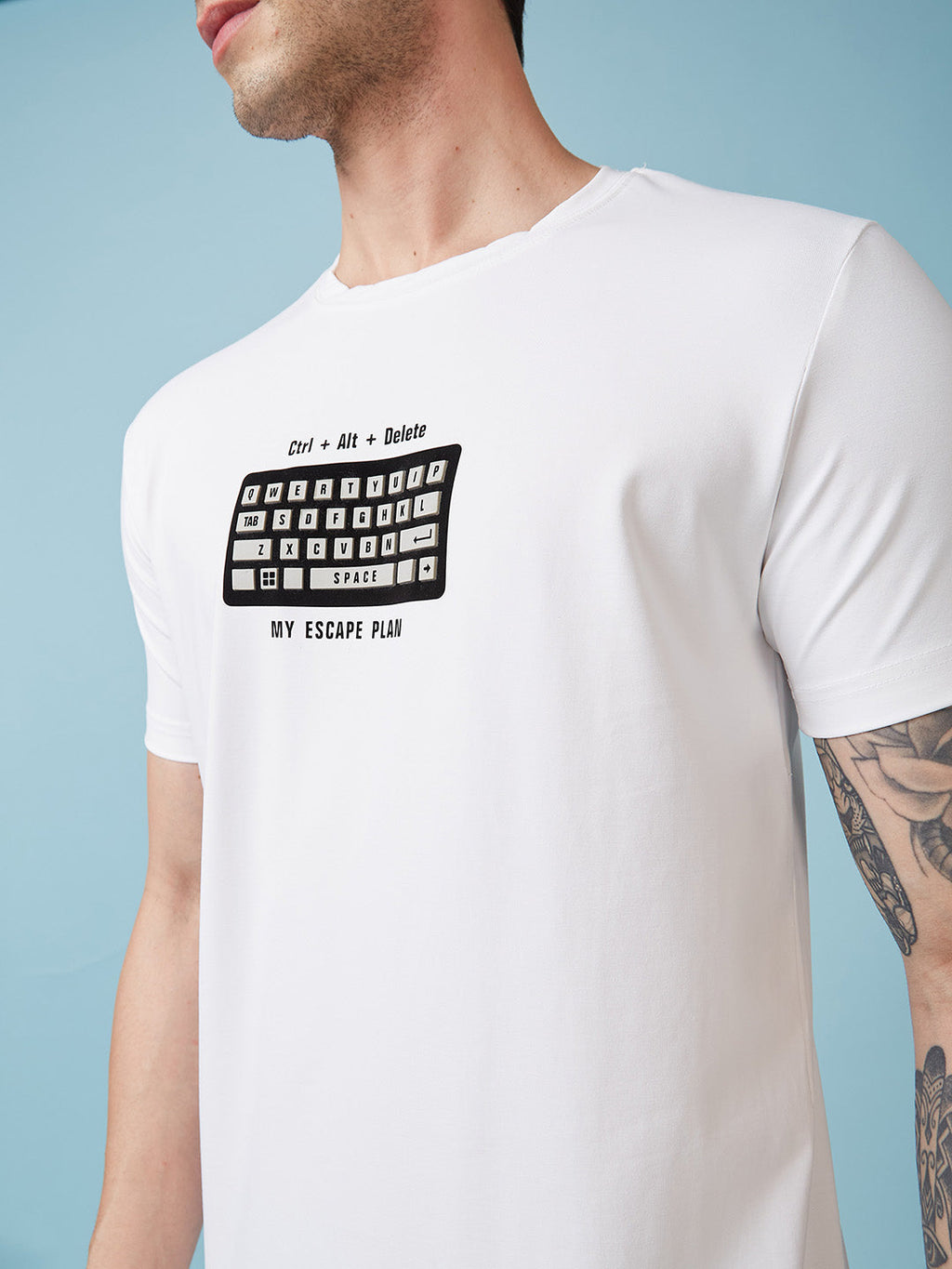 Mens Chest Printed  Round Neck Tshirt
