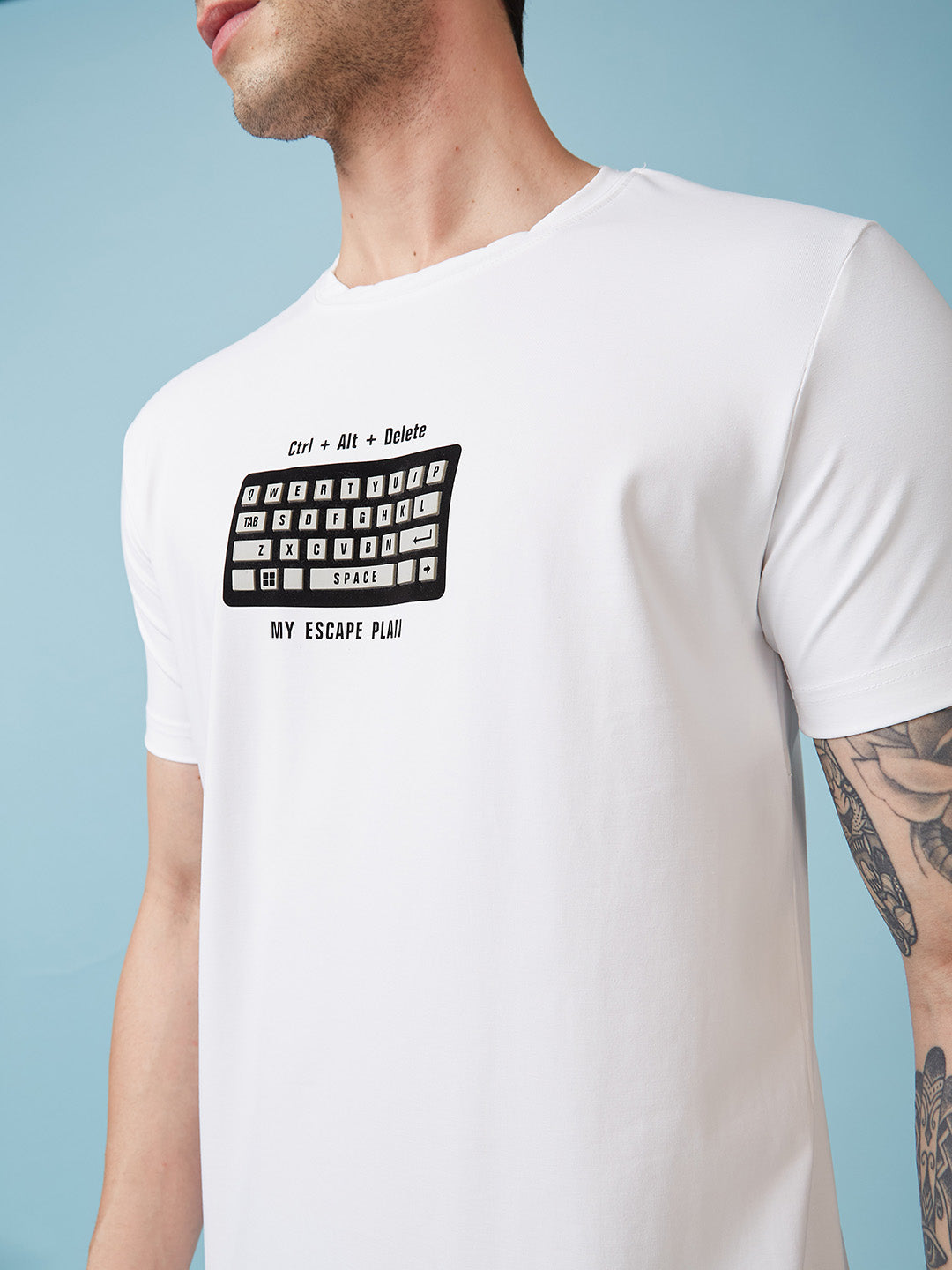 Mens Chest Printed  Round Neck Tshirt