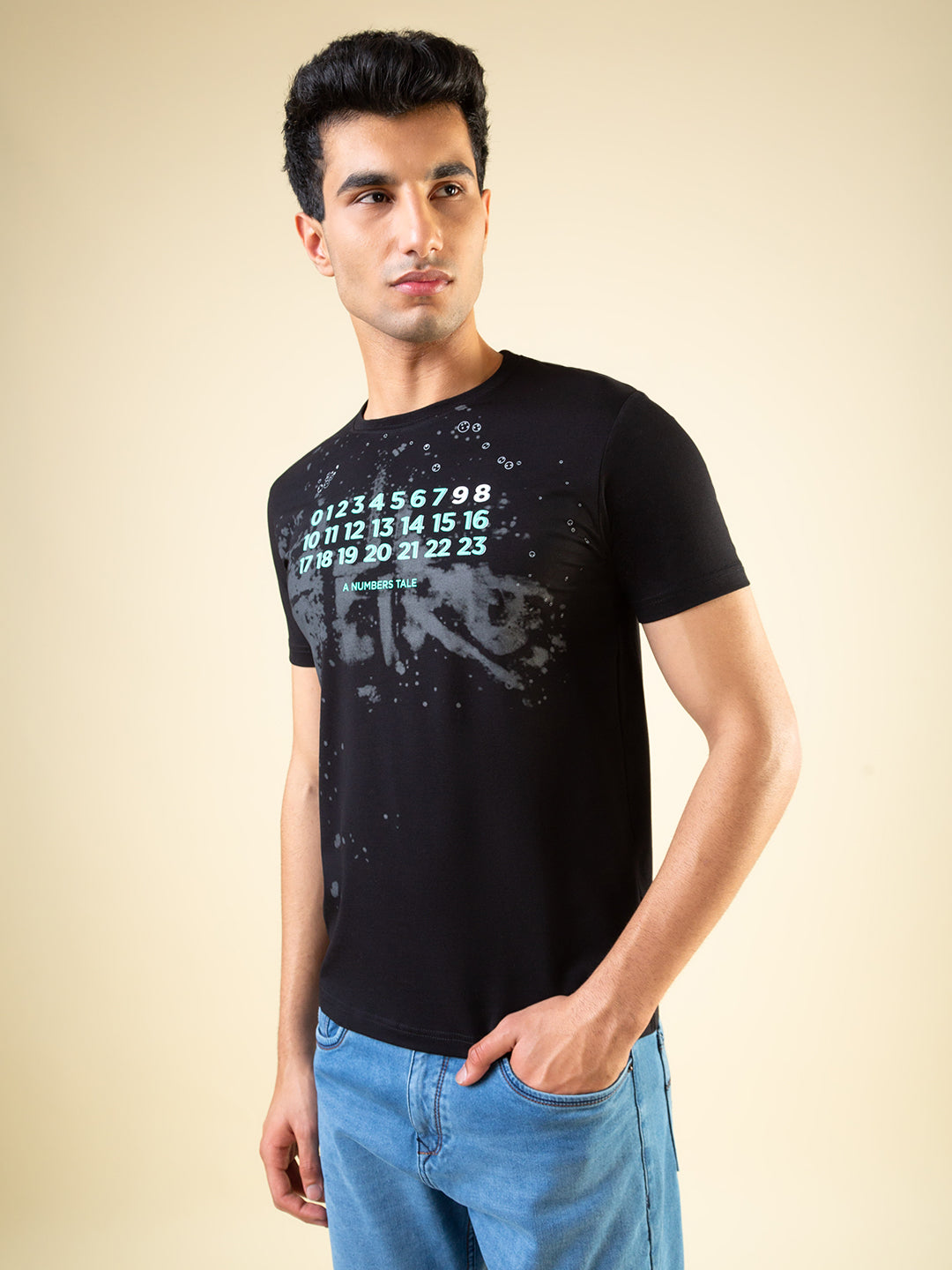 Mens Chest Typography Printed Half Sleeves Regular Fit Tshirt Secondary image