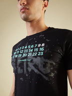 Mens Chest Typography Printed Half Sleeves Regular Fit Tshirt