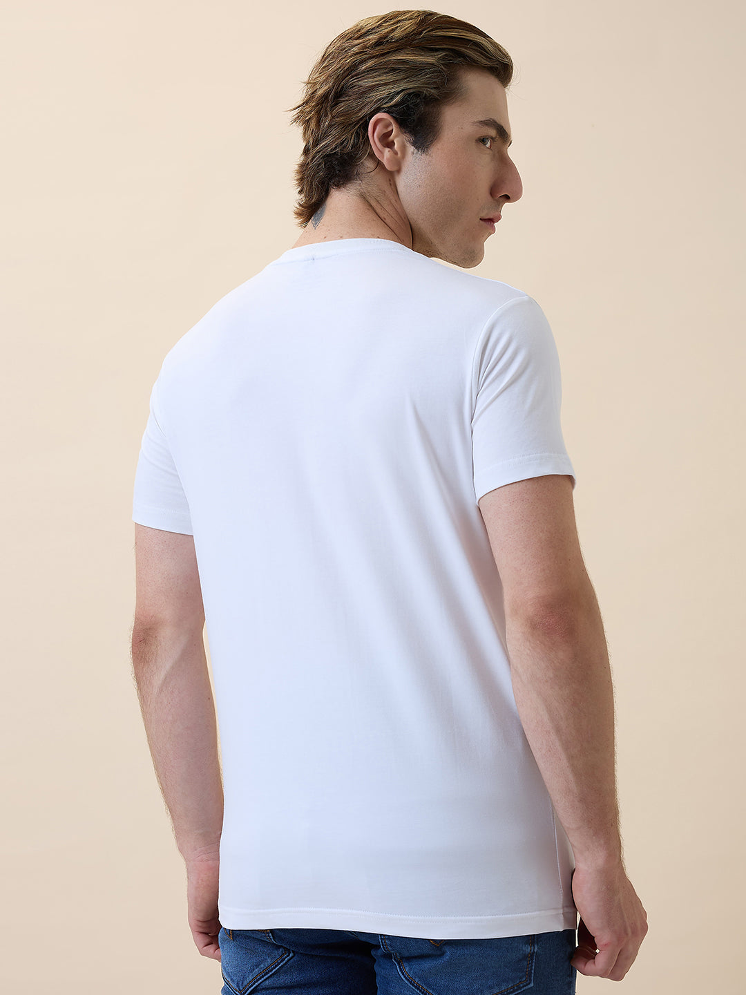 Men's Printed Round Neck Half Sleeves Regular Fit T-shirt