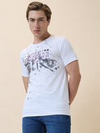 Men's Printed Round Neck Half Sleeves Regular Fit T-shirt
