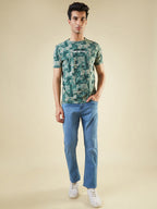 Men's All-Over Abstract Printed Half Sleeves Regular Fit T-shirt
