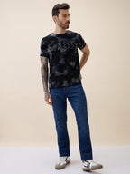 Men's Printed Round Neck Half Sleeves Regular Fit Tshirt